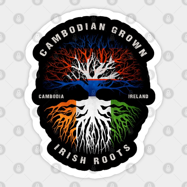 Cambodian Grown Irish Roots Ireland Flag Sticker by heart teeshirt